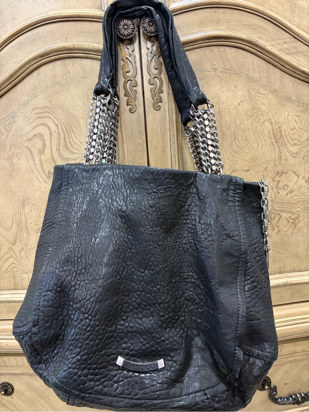 Jimmy Choo Black Pebbled Leather Handbag Detail - Picture 7 of 7